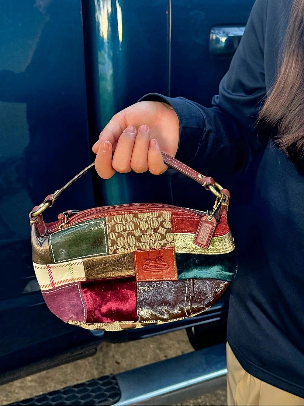 Coach Holiday Patchwork Demi Hobo Multicolor Shoulder Bag - Picture 2 of 16